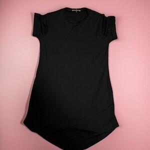 Zenana Black Short Sleeve Simple Dress